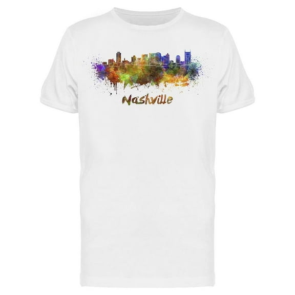 Nashville Skyline Watercolor T-Shirt Men -Image by Shutterstock, Male Medium