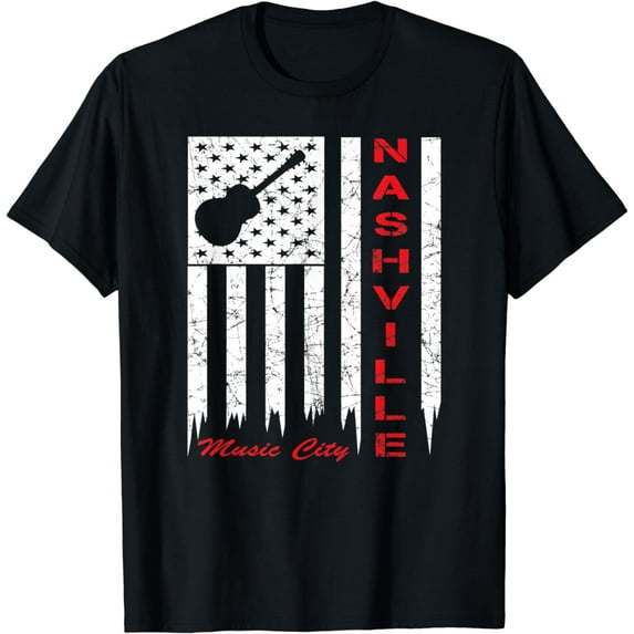 Nashville Souvenir With a Vintage American Flag T-Shirt