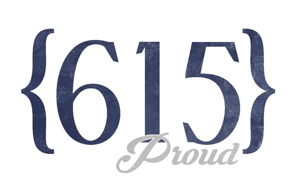 Nashville, Tennessee, 615 Area Code (Blue) (9x12 Wall Art Print, Home