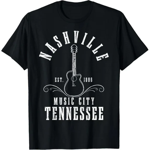 Nashville Tennessee Country Music City Guitar Vintage T-Shirt Unisex S-5XL Hot Trending Shirt, Vintage Birthday Gift