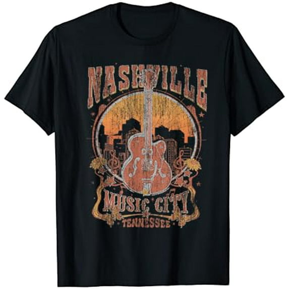 Nashville Tennessee Guitar Country Music City Guitarist Gift T-Shirt
