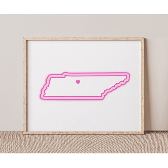 Nashville Tennessee Heart Map Wall Art Decor Unframed Paper Print