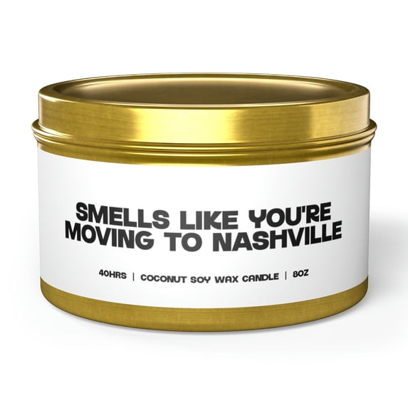 Nashville Tennessee Moving Away Friend Tin Candle Gift Decor Vanilla Coffee