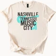 thumbnail image 1 of Nashville Tennessee Music City Guitar Boots Graphic T-Shirt Unisex S-5XL Hot Trending Shirt, Vintage Birthday Gift, 1 of 3