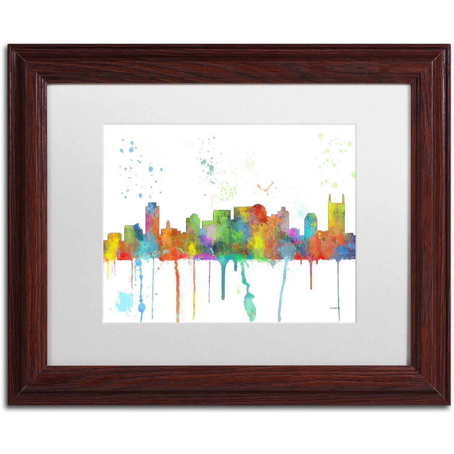 "Nashville Tennessee Skyline Mclr-1" Canvas Art by Marlene Watson, White Matte, Wood Frame