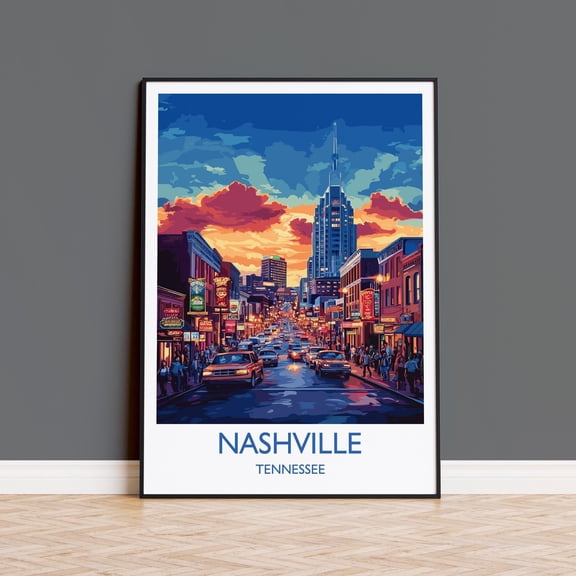 Nashville Tennessee Usa Travel Poster, Wall Art, 16x24 Poster Print , Poster Print Only