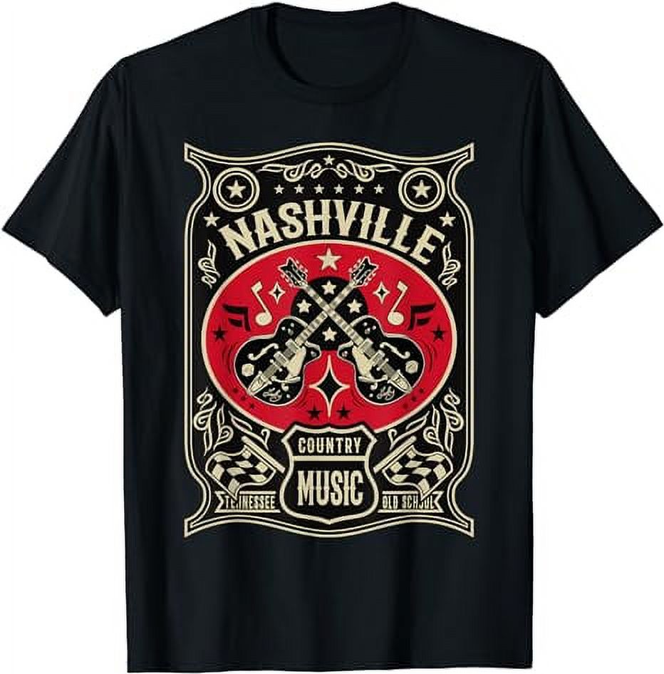 Women's Nashville Music City Graphic Tee - Oversized Vintage Guitar Wings T-Shirt 4 thumbnail image