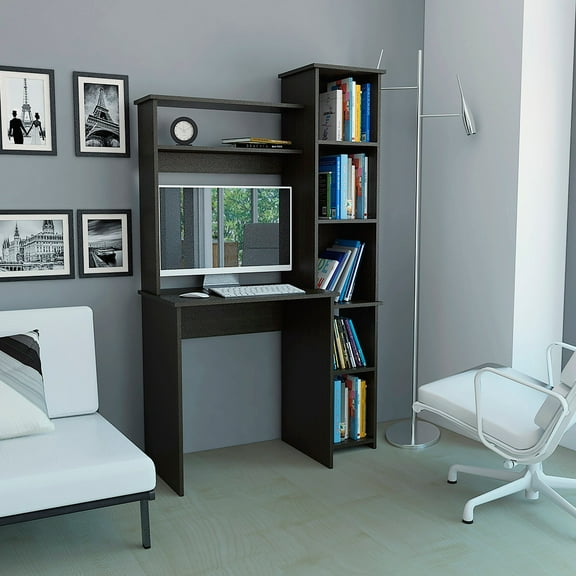 Nashville Writing Desk with Six Shelves and Monitor Space