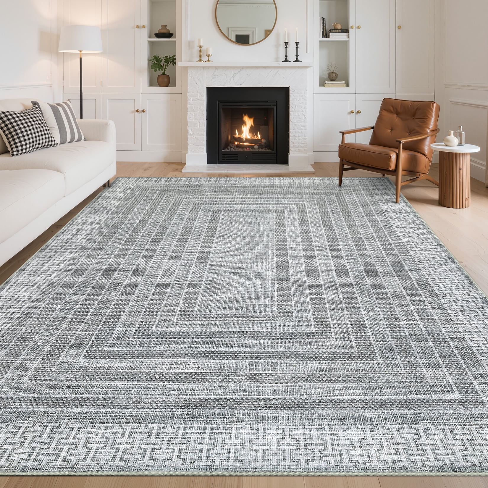Nasitip Modern Geometric Stripe Gray 5'x7' Area Rugs for Living Room Soft Low Pile Non-Sliping, Machine Washable