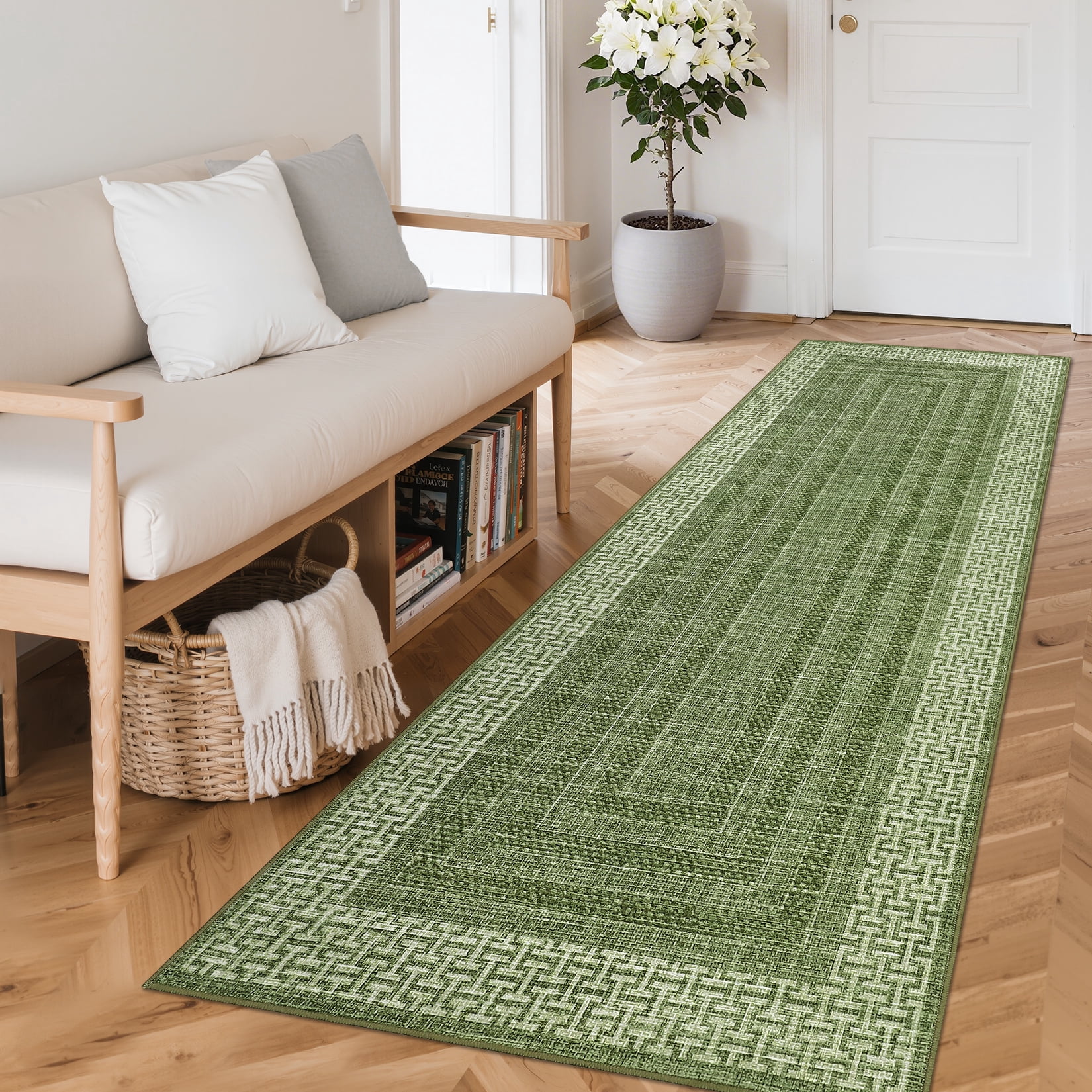 Nasitip Modern Geometric Stripe Green 2'x6' Area Rugs for Living Room ...