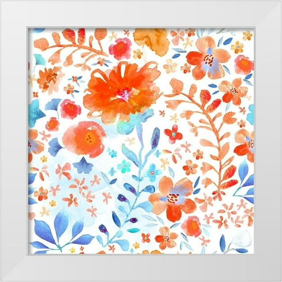 Naskrent, Delores 12x12 White Modern Wood Framed Museum Art Print Titled - Scarlet and Sky Garden