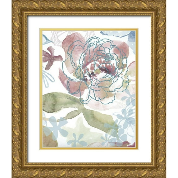 Naskrent, Delores 12x14 Gold Ornate Wood Framed with Double Matting Museum Art Print Titled - Bouquet of Dreams IV