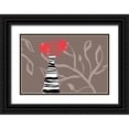 thumbnail image 1 of Naskrent, Delores 14x11 Black Ornate Wood Framed with Double Matting Museum Art Print Titled - Red Flowers in Striped Vase, 1 of 4