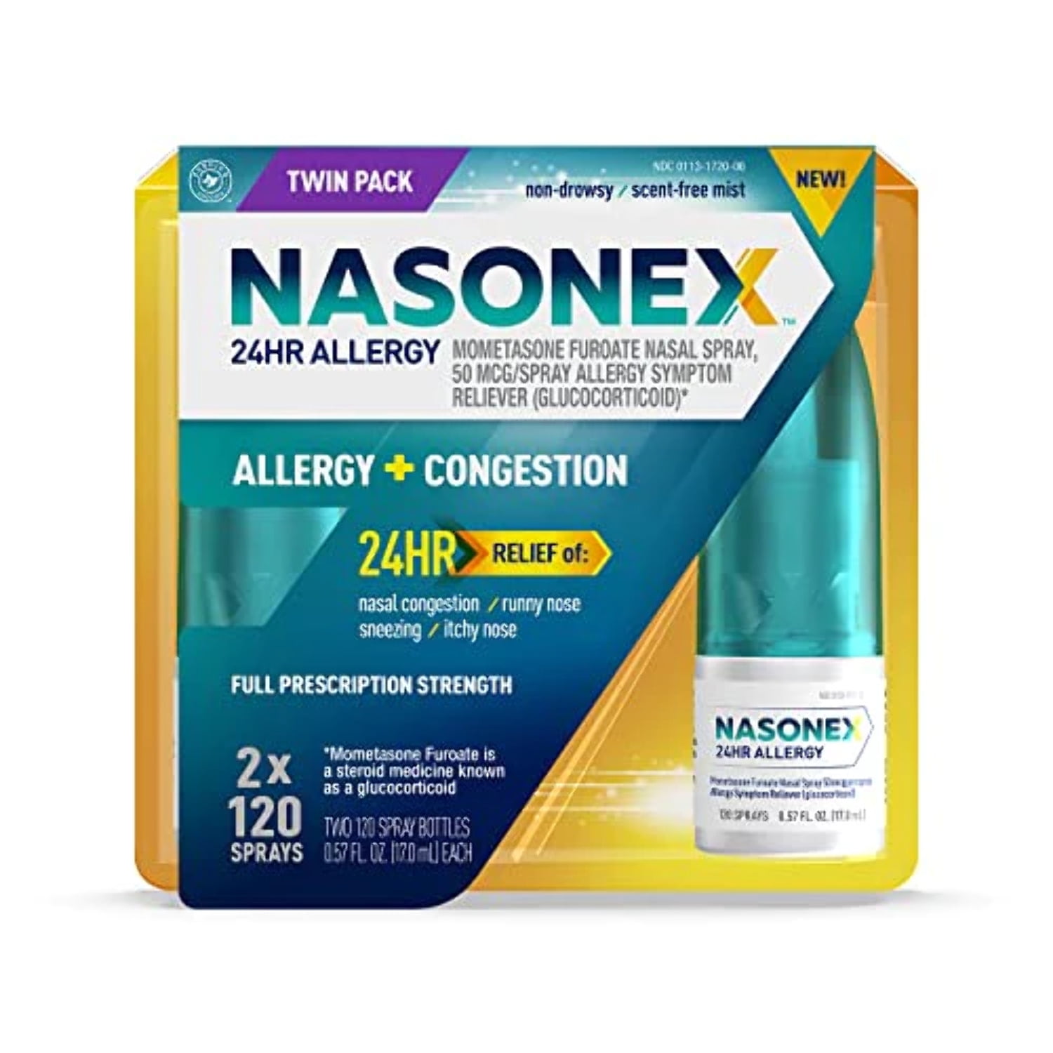 Nasonex 24HR Allergy Nasal Spray, 24 Hour Non Drowsy Allergy Medicine