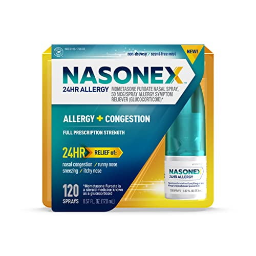 Nasonex 24HR Allergy Nasal Spray, Allergy + Congestion, NonDrowsy