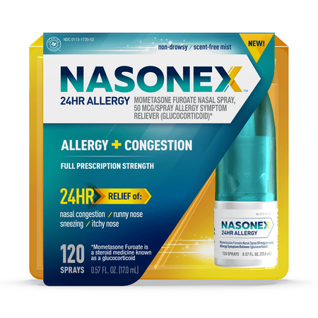 Nasonex 24HR Allergy Nasal Spray, Non-Drowsy, Scent-Free Mist, 120 spray