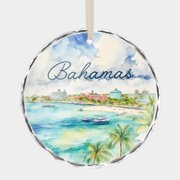 Nassau Bahamas Beach Getaway Travel Keepsake Trip Souvenirs 3" Premium Crystal Glass Christmas Ornament Vacation Memory Xmas Tree Gift Ornaments