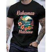 Nassau Bahamas Vacation Proud Bahamas Bahamian Beach Mens Cotton Crew Neck Graphic Tee Casual Short Sleeve Solid T-Shirt