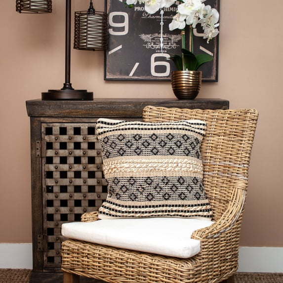 Nassau Collection Textured Woven Geometric Throw Pillow - 17.75" - Brown and Beige