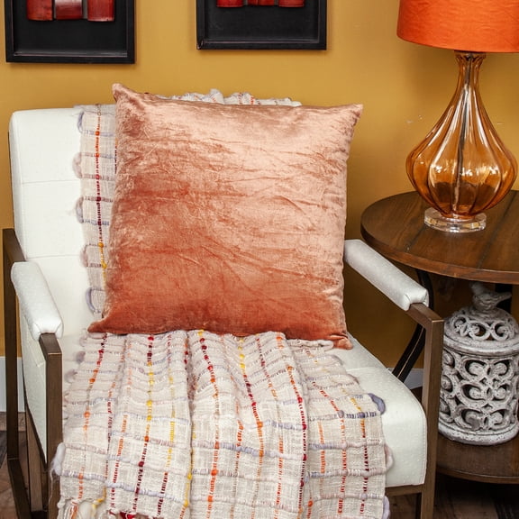 Nassau Collection Handcrafted Solid Square Throw Pillow - 18" - Orange