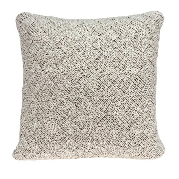 Nassau Collection 20" Beige Transitional Knitted Throw Pillow