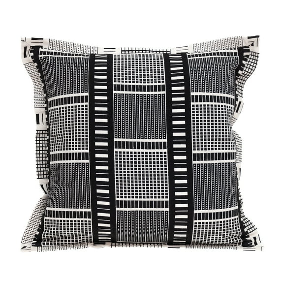 Nassau Collection Woven Geometric Stripes Pattern Cotton Throw Pillow - 20" - Black and Grey