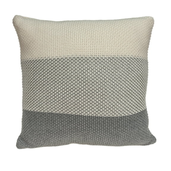Nassau Collection 20 Fossil Gray and Tan Knitted Square Throw Pillow