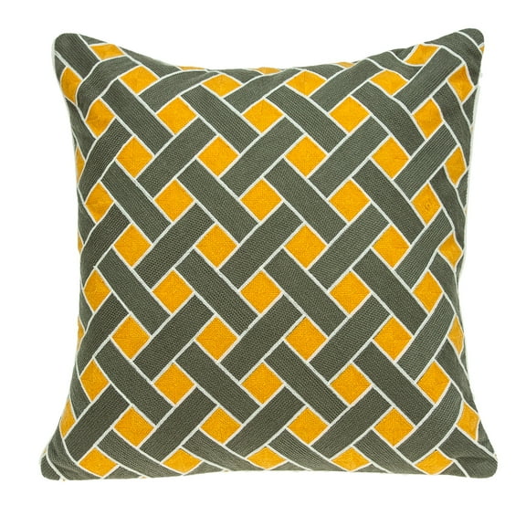 Nassau Collection 20" Grey and Orange Braided Print Throw Pillow
