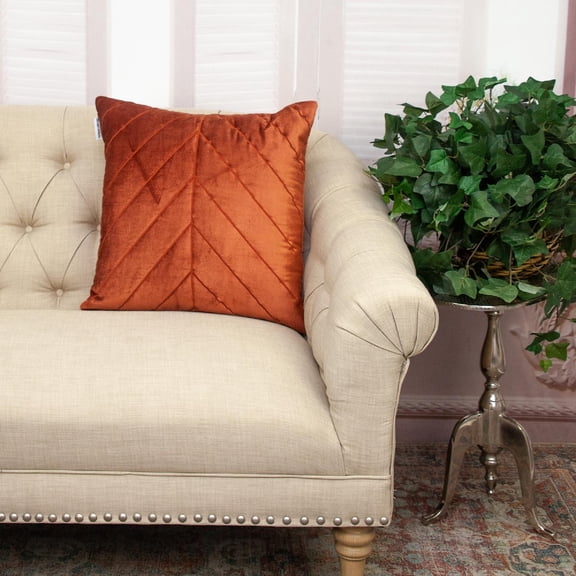 Nassau Collection Tufted Velvet Lumbar Throw Pillow - 20"- Orange