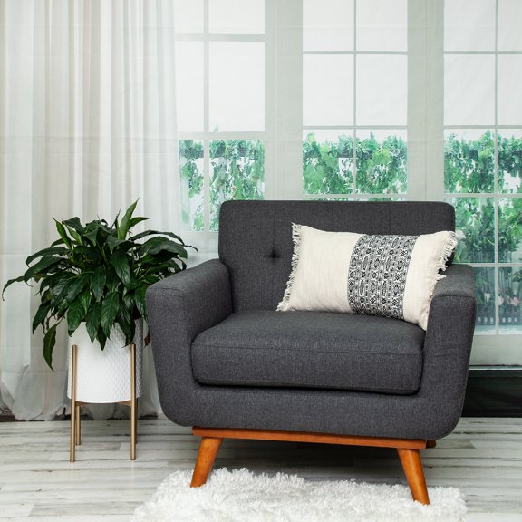 Nassau Collection Woven Geometric Rectangular Cotton Throw Pillow with Fringes - 24" - Black and