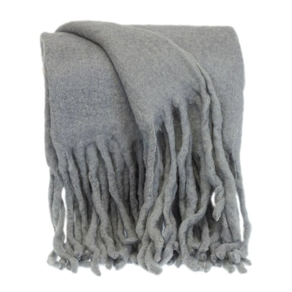 Nassau Collection Gray Rectangular Solid Pattern Throw Blanket 52" x 67"