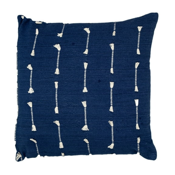 Nassau Collection Striped Cotton Square Throw Pillow - 18" - Blue and White