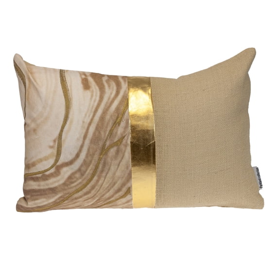 Nassau Collection Striped Rectangular Lumbar Throw Pillow - 20" - Beige and Gold