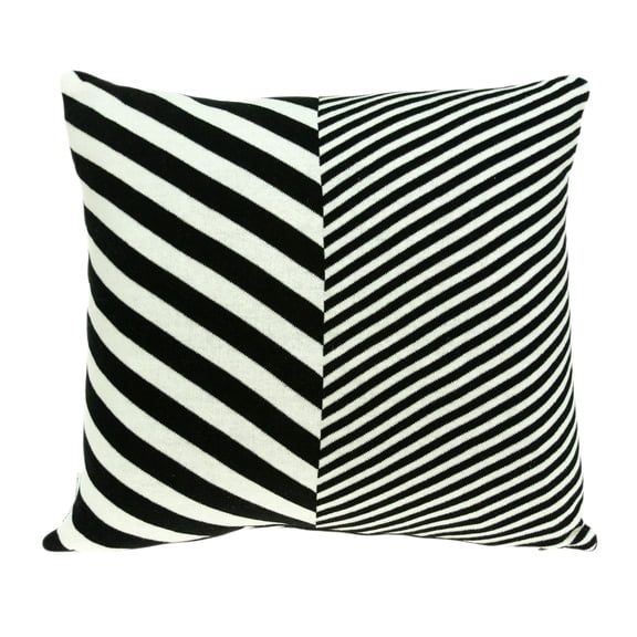 Nassau Collection Tapered stripe Square Cotton Throw Pillow - 18" - White and Black