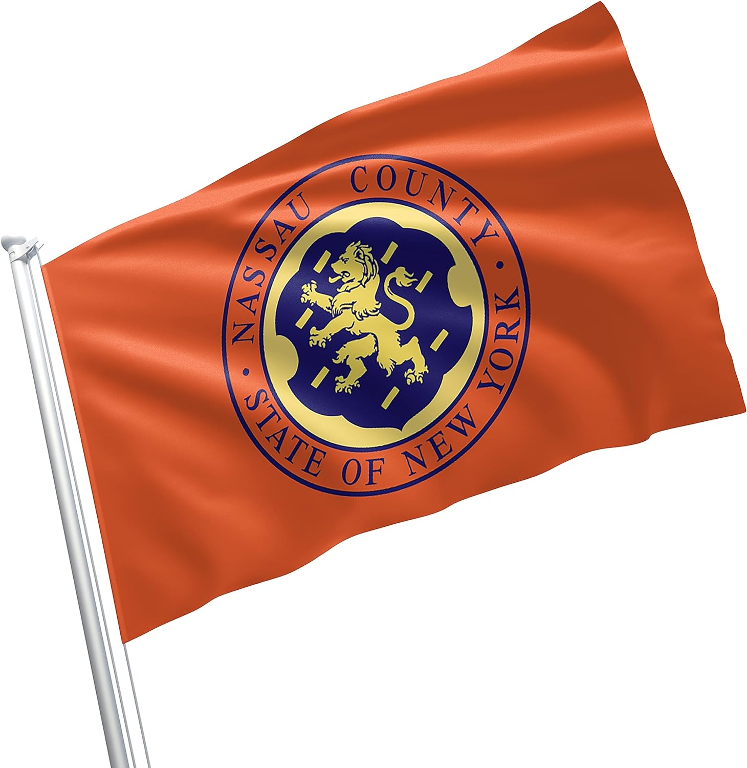 Nassau County New York Flag Banner Vivid Color Brass Grommets (Nassau
