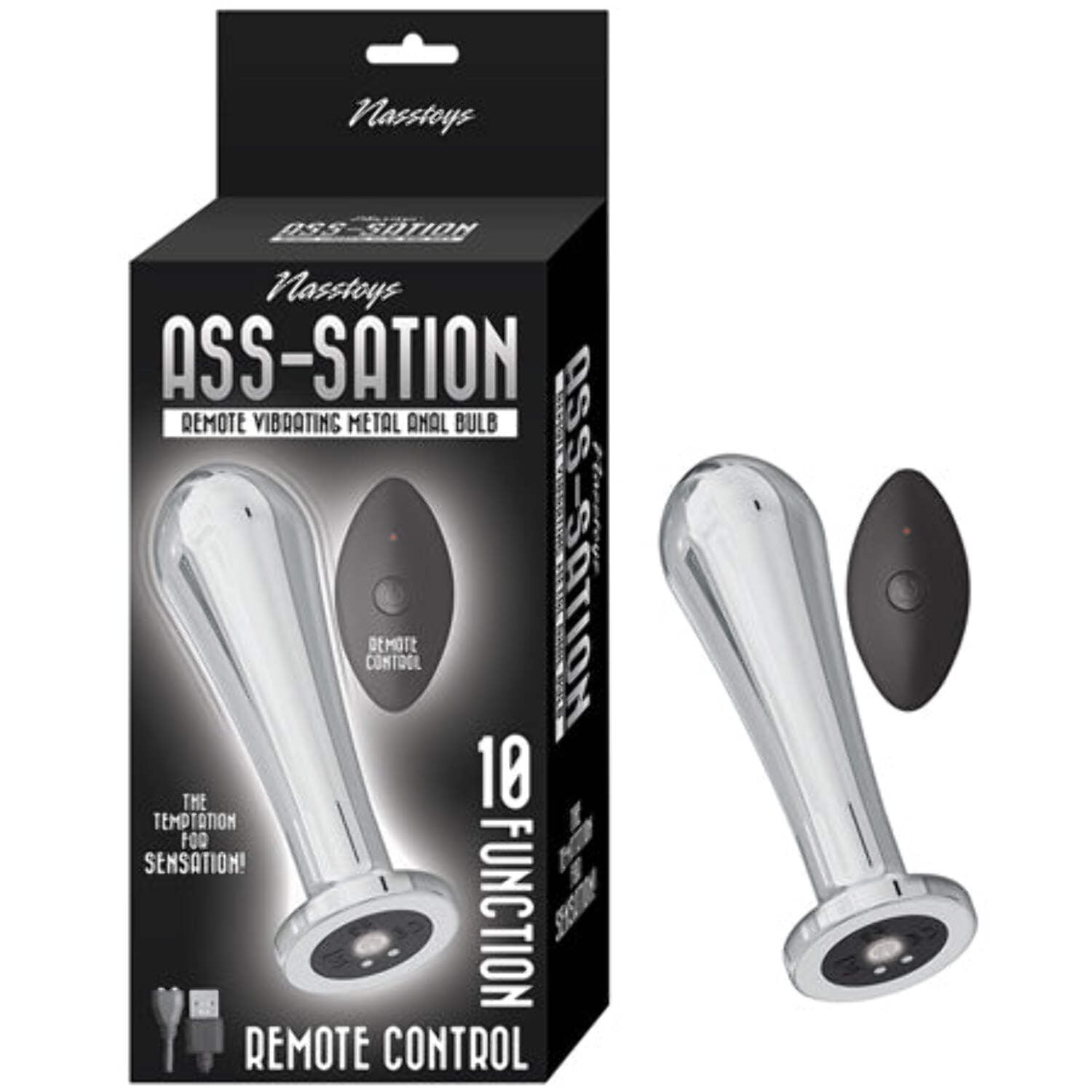 ass-sation remote vibrating p-spot plug Nasstoys Ass-Sation Remote Vibrating Metal Anal Bulb Silver