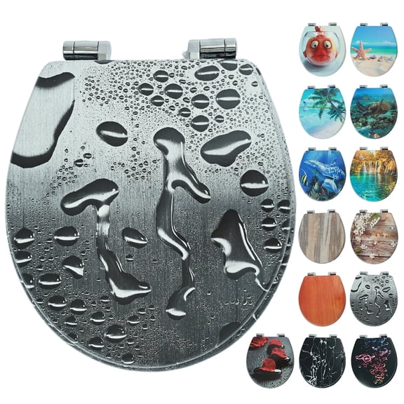 Nastarki Round Toilet Seat, Slow Close Wood Toilet Seats, Wooden Toilet Seats with Strong Alloy Hinges