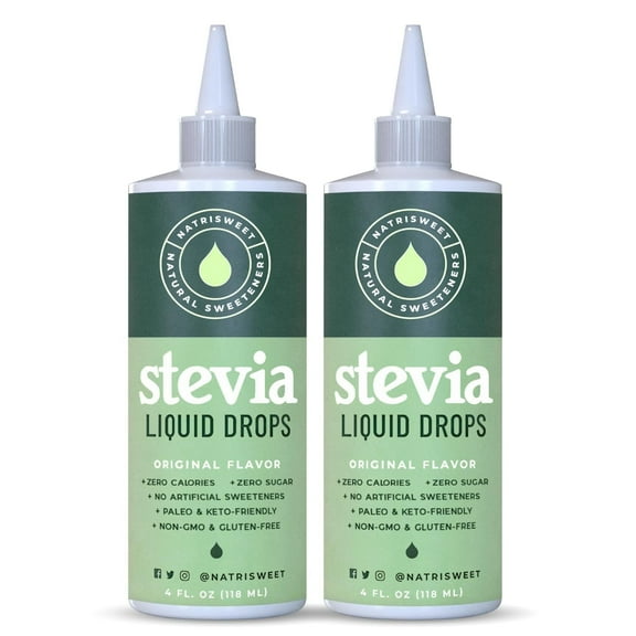 Natrisweet Liquid Stevia Drops, Stevia Liquid Sweetener, Vegan Sugar Substitute, 4oz 2-pack
