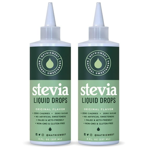 NatriSweet Liquid Stevia Drops, No Sugar Liquid Stevia Sweetener, Sweet Drops Sugar Substitute 8 fl oz 2pck