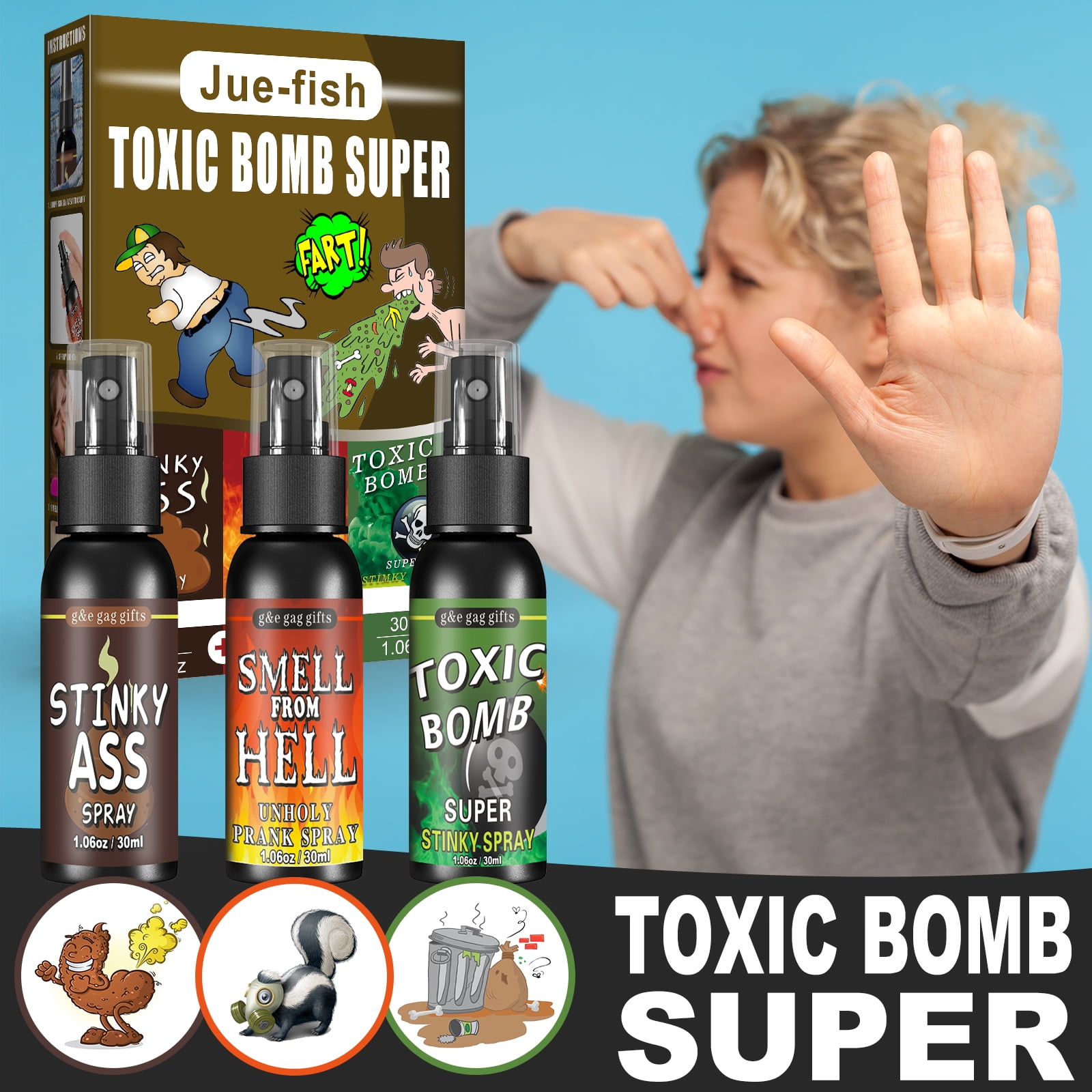 Stinky Ass Toxic Bomb Prank Fart Spray - 1 oz. Bottle - Nasty Fart Spray  That Smells Horrible - Made in The USA