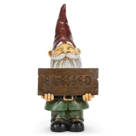Nat & Jules Blessed Gnome Colorful Finish 12 inch Resin Stone Garden Statue