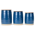thumbnail image 1 of Nat & Jules Lidded Navy Blue 6 inch Ceramic and Wood Kitchen Canisters Set of 3, 1 of 6
