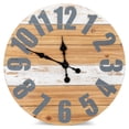 thumbnail image 1 of Nat & Jules Striped Woodgrain and White 24 inch Wood Composite Wall Clock, 1 of 1