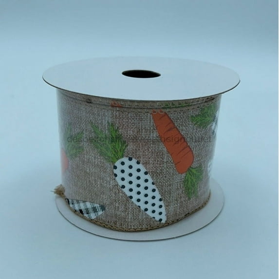 Nat Prntd Linen/Blk-Wht Pattern Carrots, 2.5"X10Y 31215-40-35