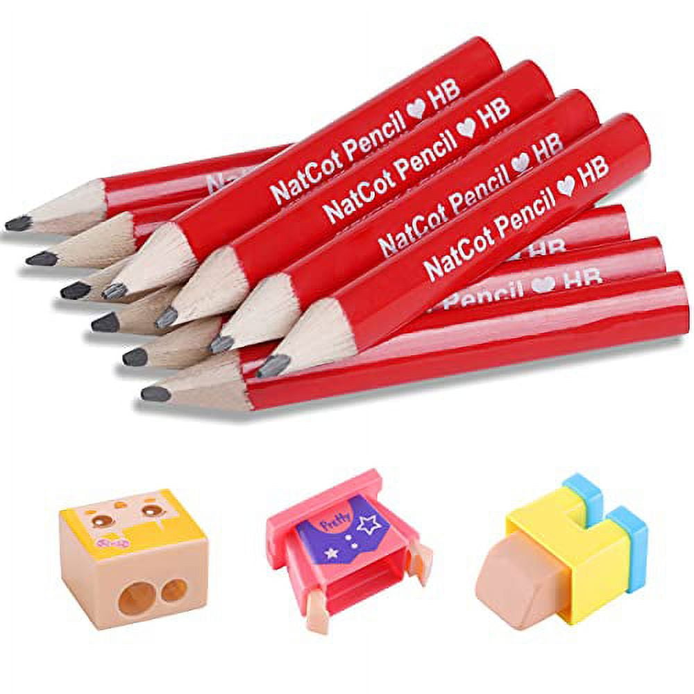 NatCot Triangular Fat Pencil For 2-8 Years Old Kids Use.10 Pencil With  Pencil Sharpener And Eraser (Color) 
