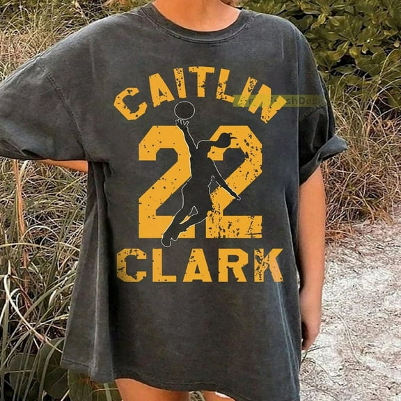 NatNat Drop Shoulder/Round Neck/Vintage Caitlin Clark Goat #22 Prints/Cotton, Black T-Shirt (Unisex)