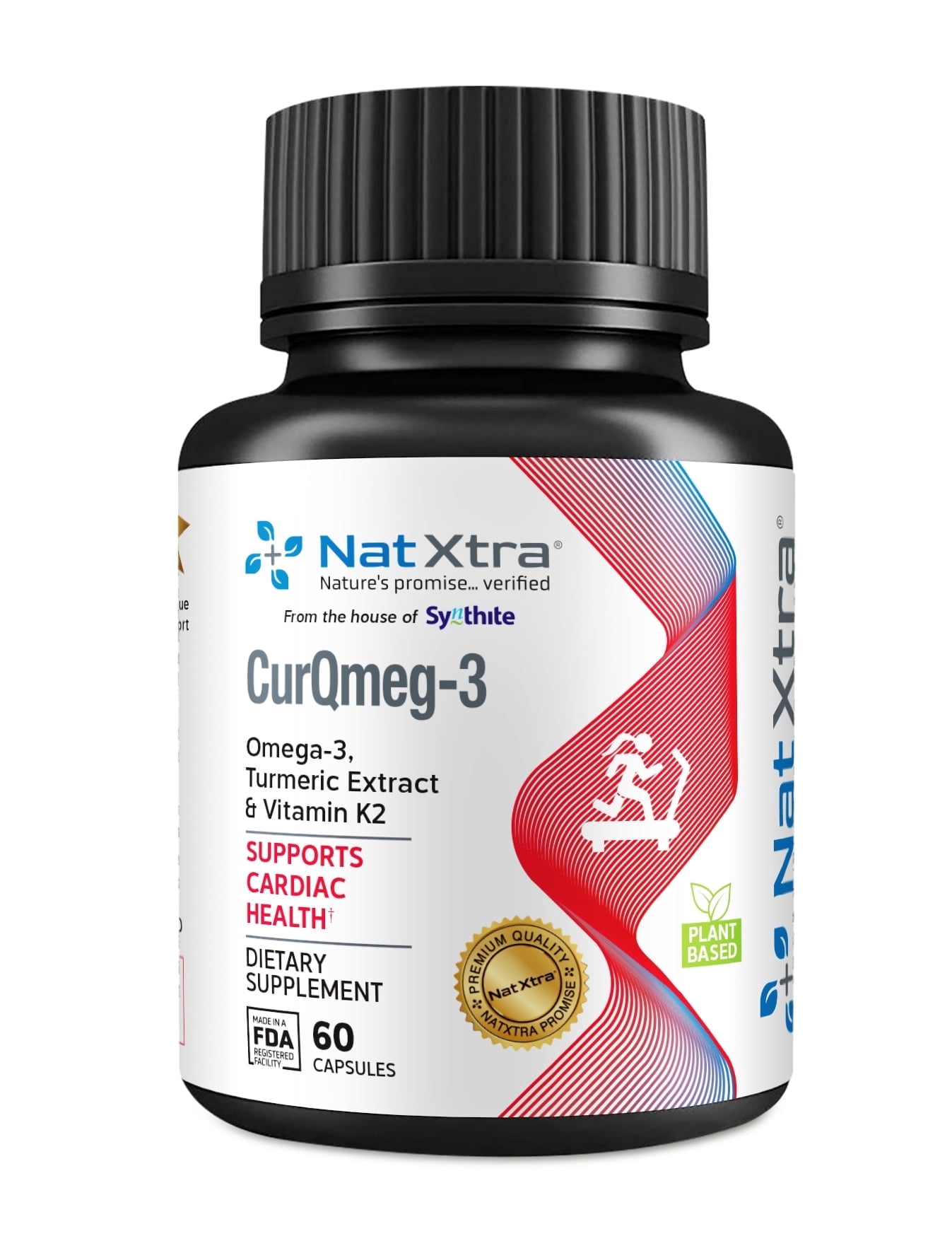 NatXtra Curcumin, Omega-3 and Vitamin K2 Dietary Supplement, 60 Capsules
