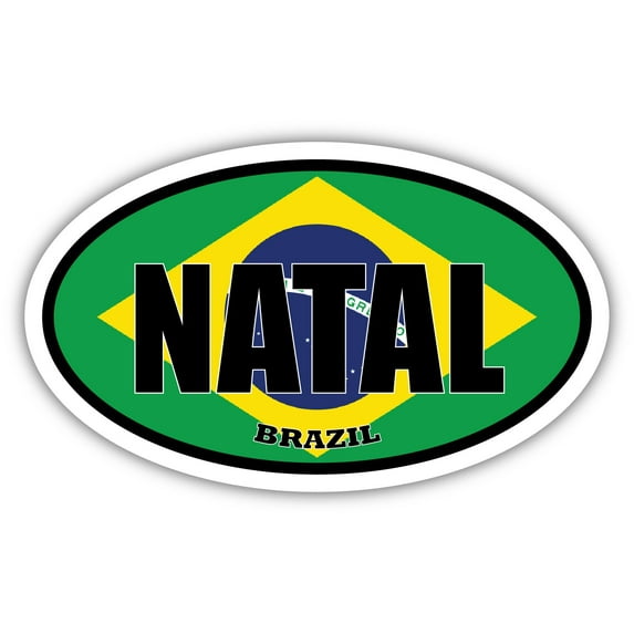 Natal Brazil Flag Oval Decal Vinyl Bumper Sticker 3x5 inches
