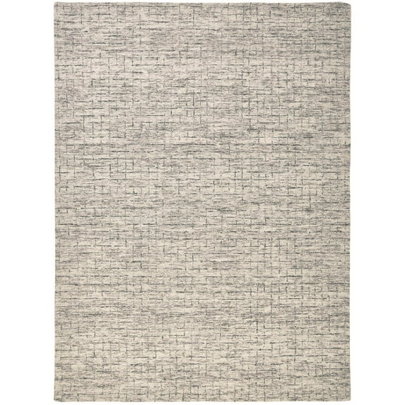 Natal Modern Crosshatch Rug, Ivory Sand/Charcoal Gray, 9ft x 12ft Area Rug