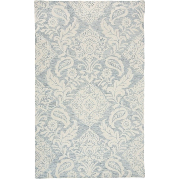 Natal Modern Floral Paisley Rug, Celestial Blue/Ivory, 8ft x 10ft Area Rug